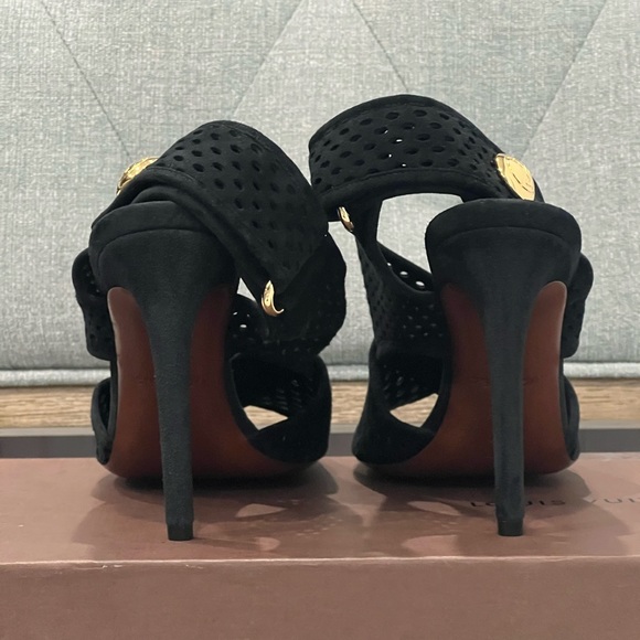 LOUIS VUITTON SUEDE PERFORATED SLING BACK SANDALS - Picture 4 of 13